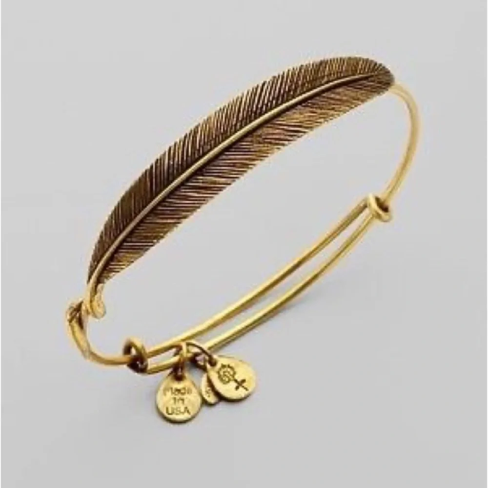 Alex & Ani Gold Feather Bangle Bracelet - Picture 2 of 4